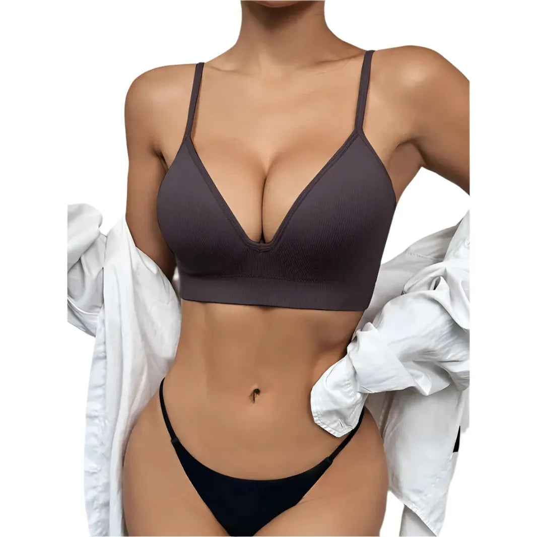 Dark Blue/Grey Wireless Stretch Back Padded Bralette