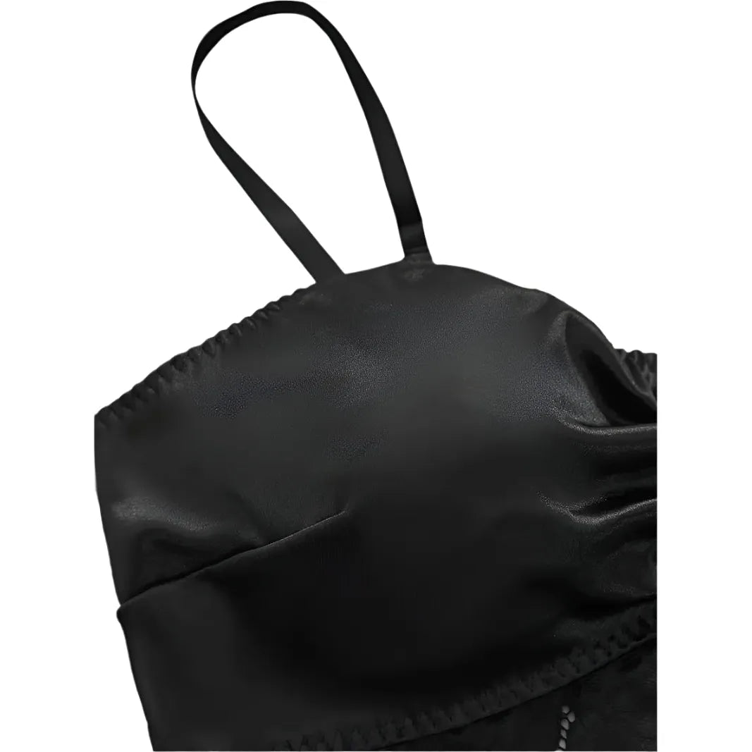 Black Satin Bra & Knickers Set