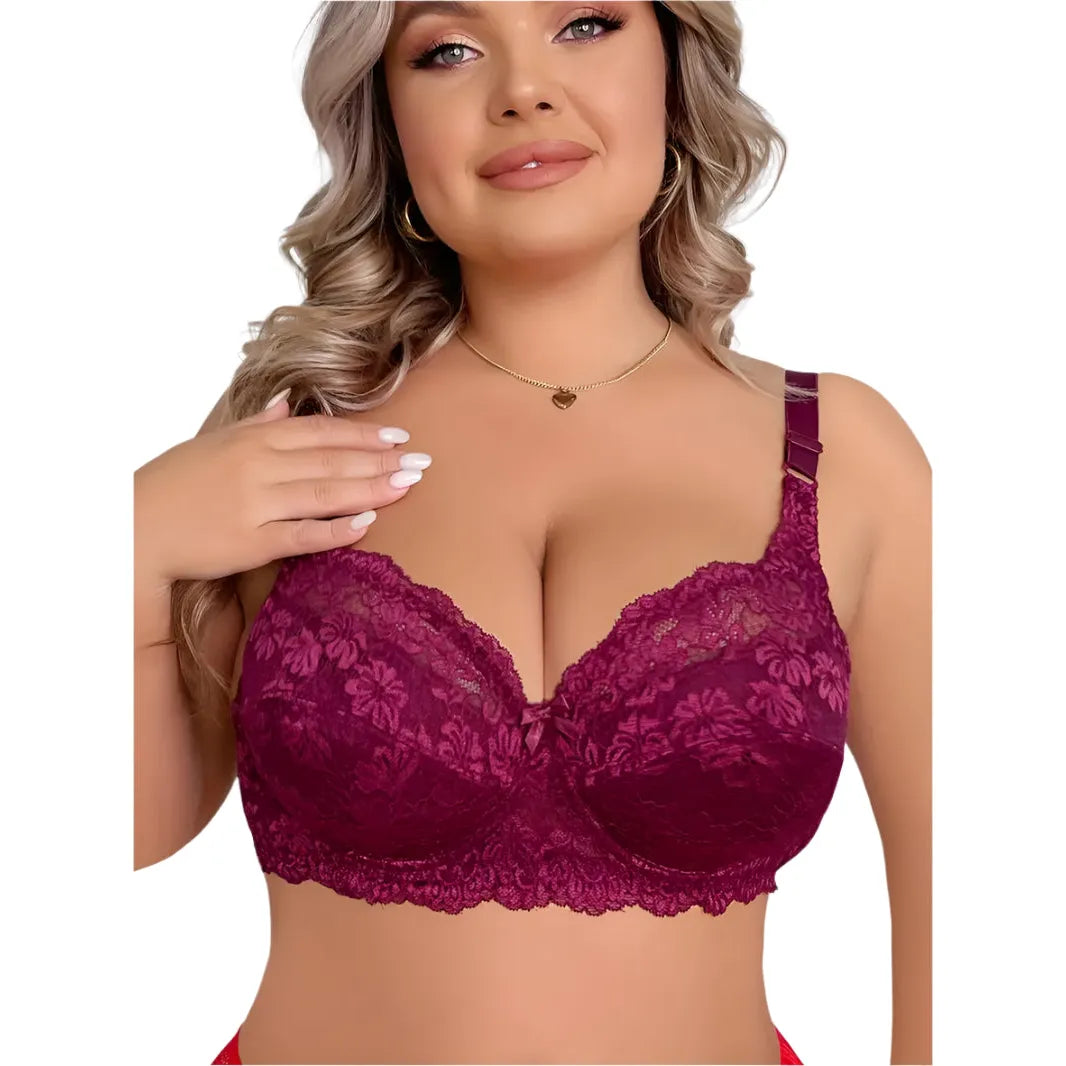 Lace lightly padded bra - Burgundy