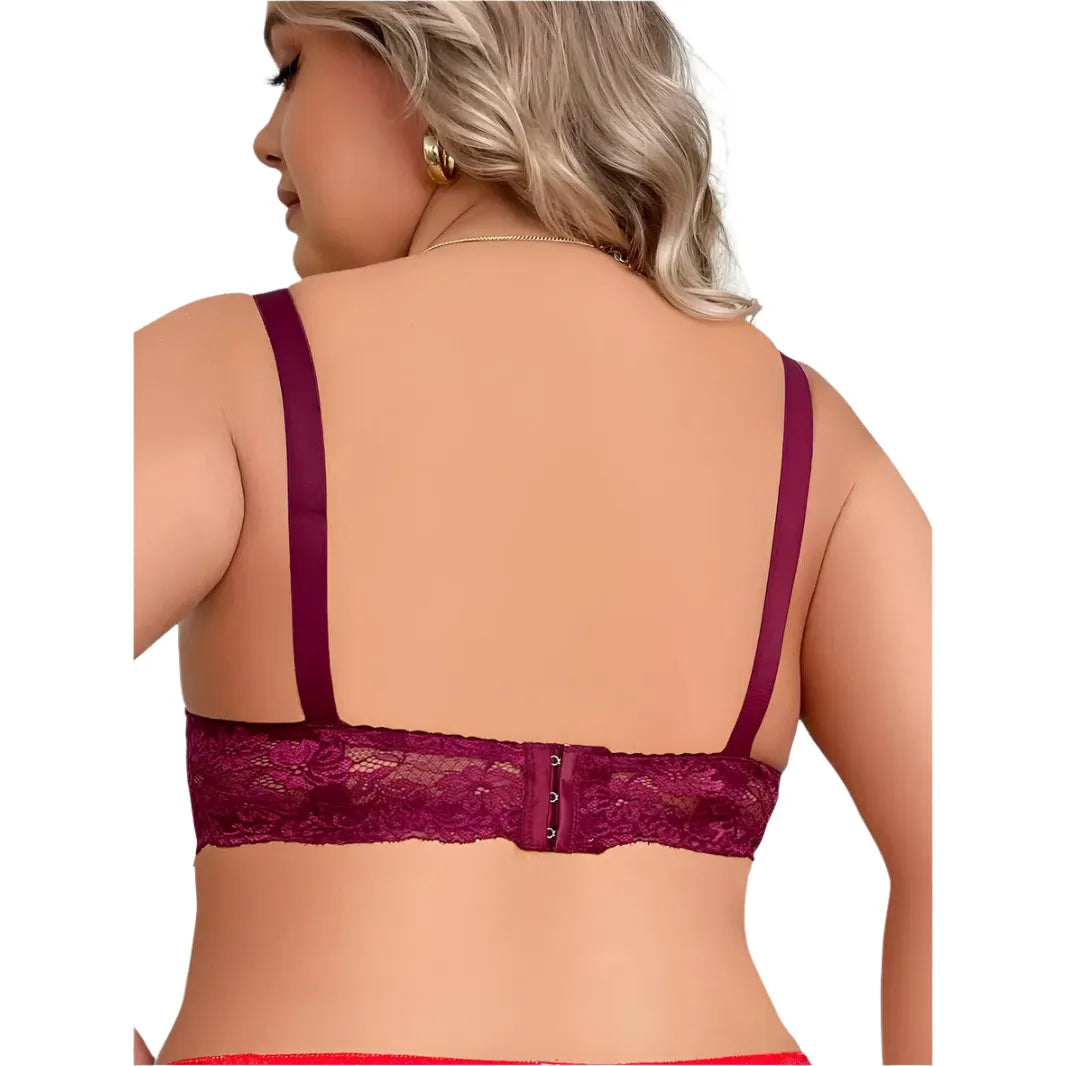 Lace lightly padded bra - Burgundy