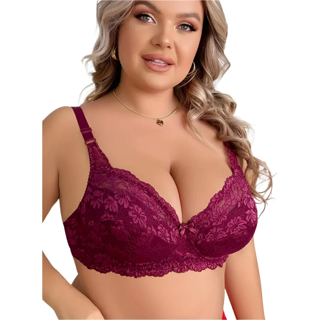 Lace lightly padded bra - Burgundy