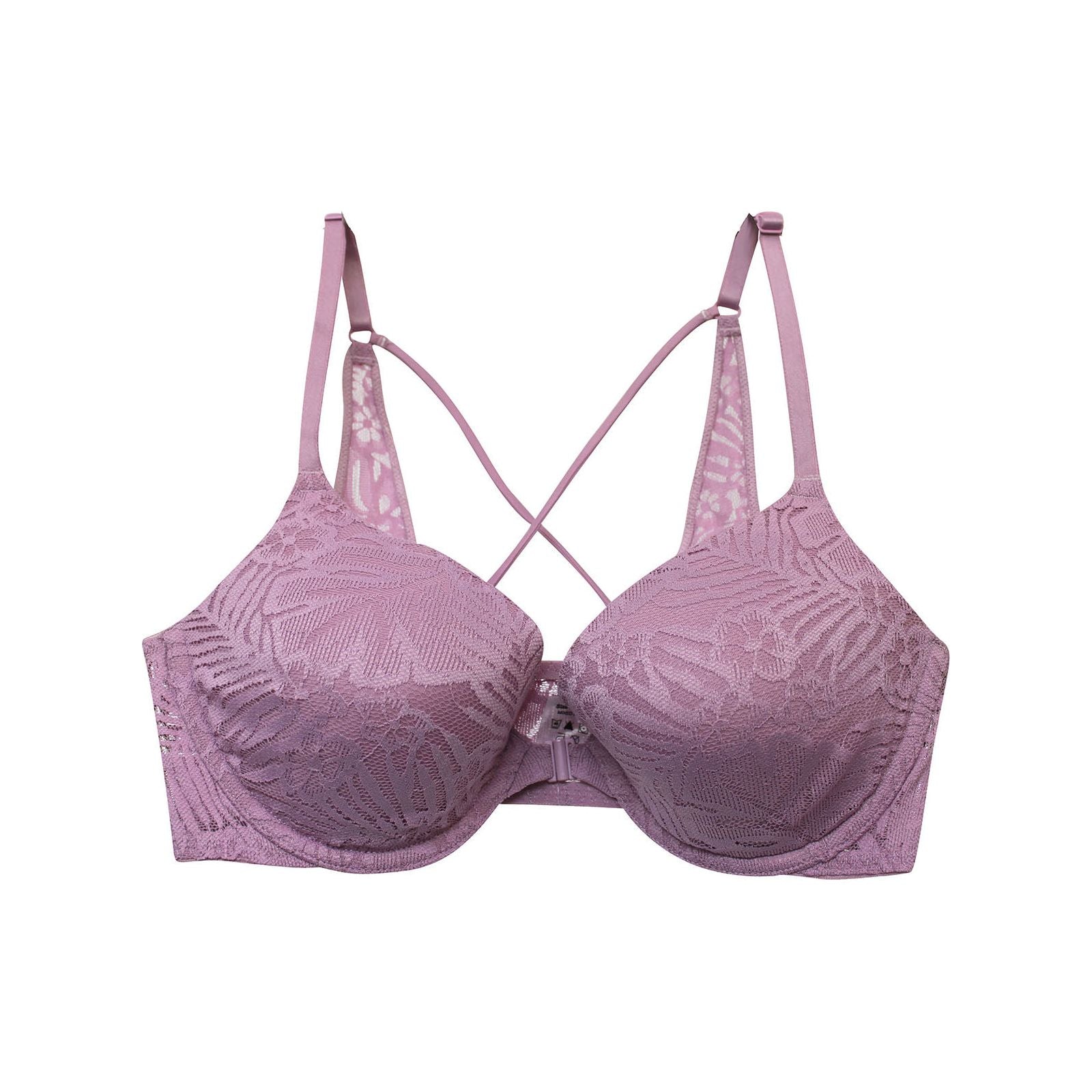 Mauve Lace Overlay Wired Front Closure Bra