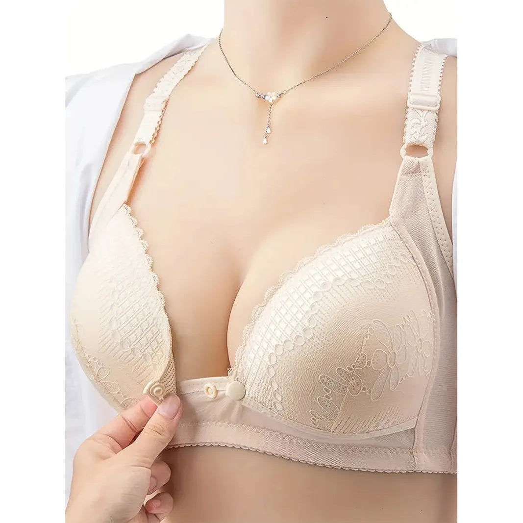 Lightly Padded Popper Front Maternity - Cream