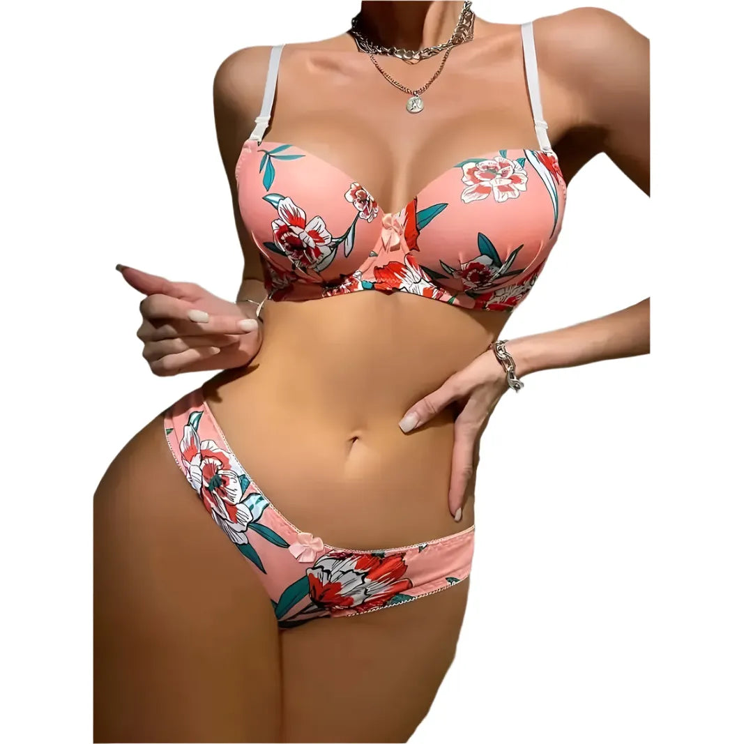 Floral Padded Bra & Knickers Set