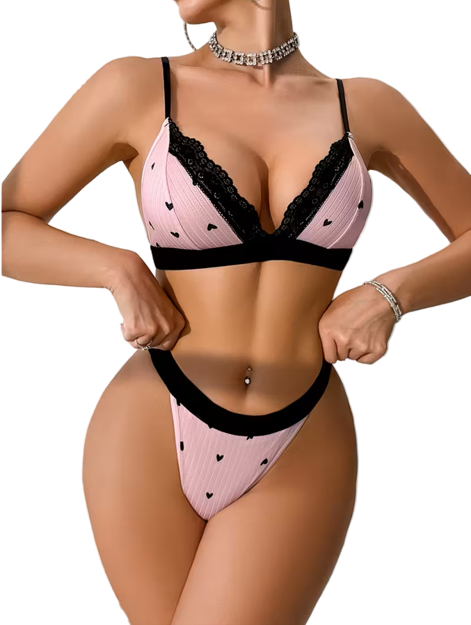 Pink & Black Loveheart Set