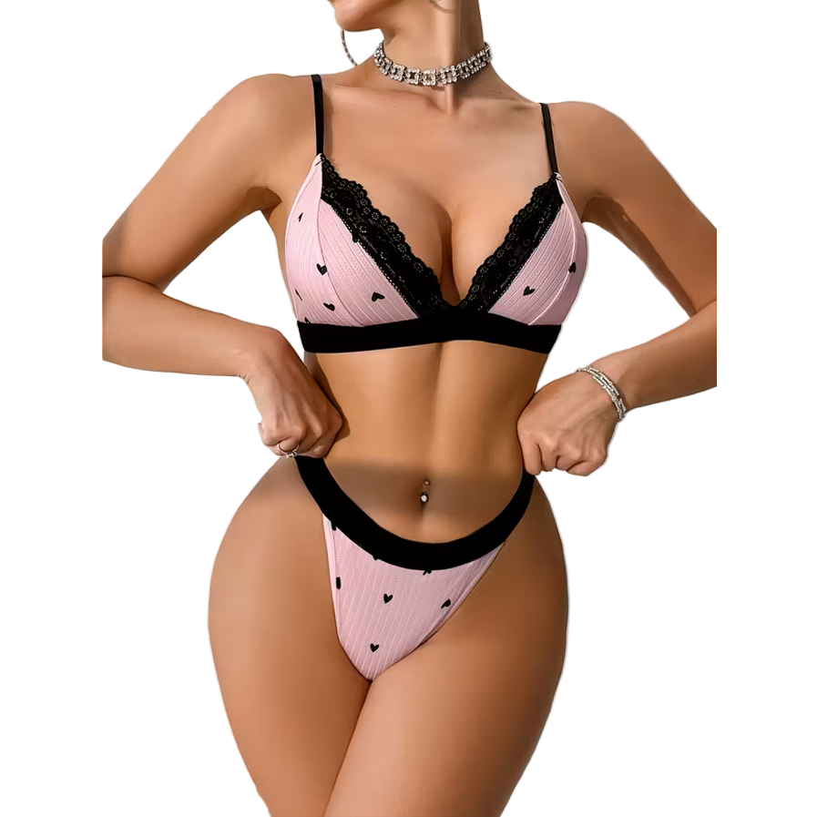 Pink & Black Loveheart Set