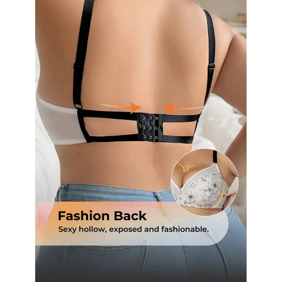 Floral Hollow Back Bra