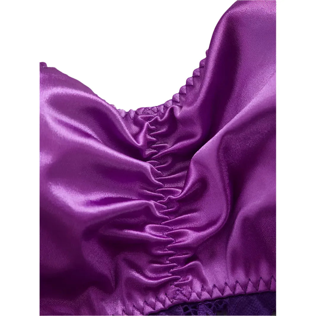 Purple Satin Bra & Knickers Set