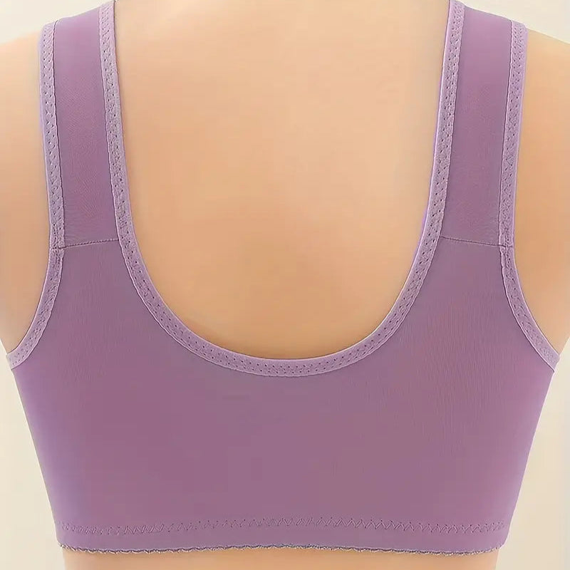Purple front fastening bra