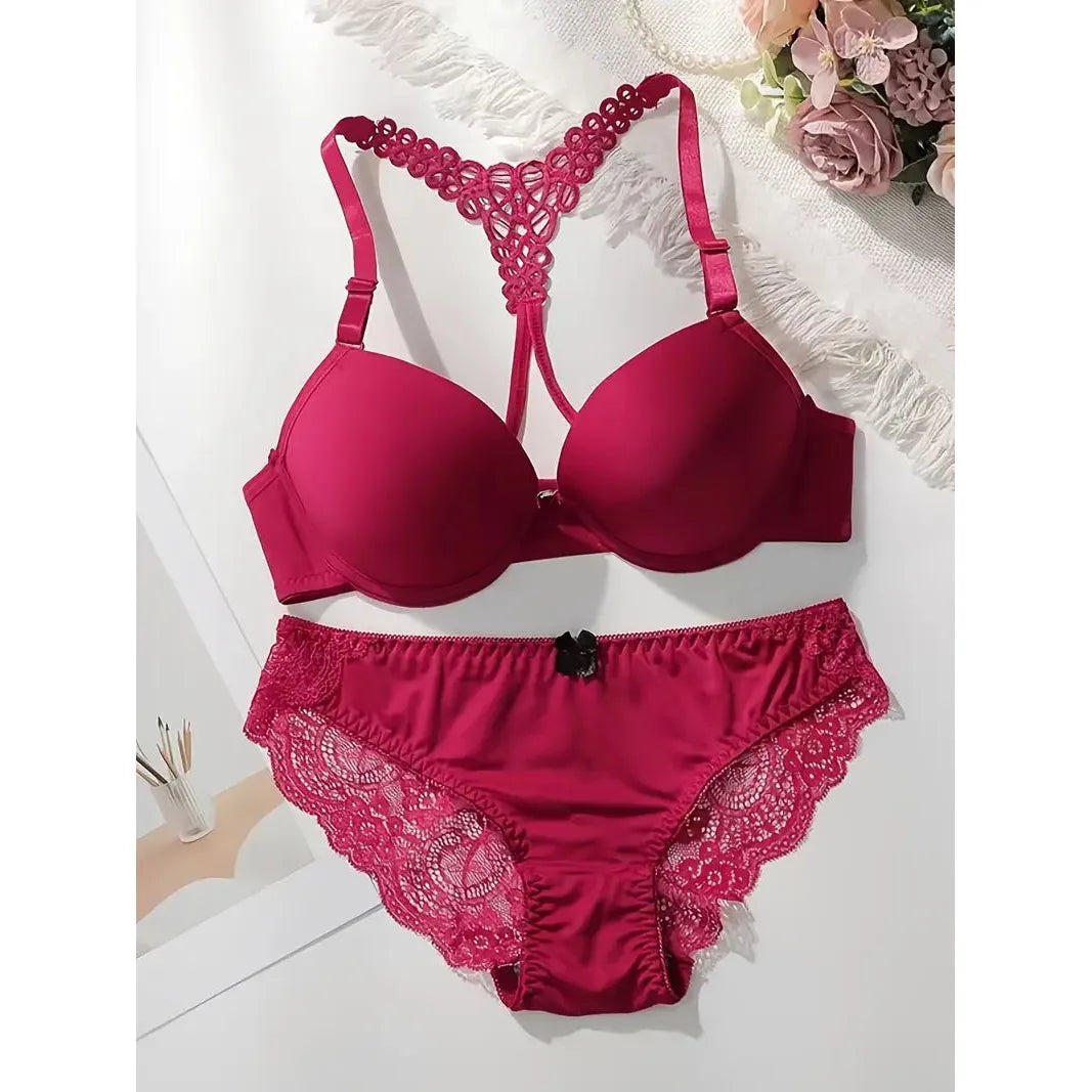 Front Fastening Lace Racerback Set