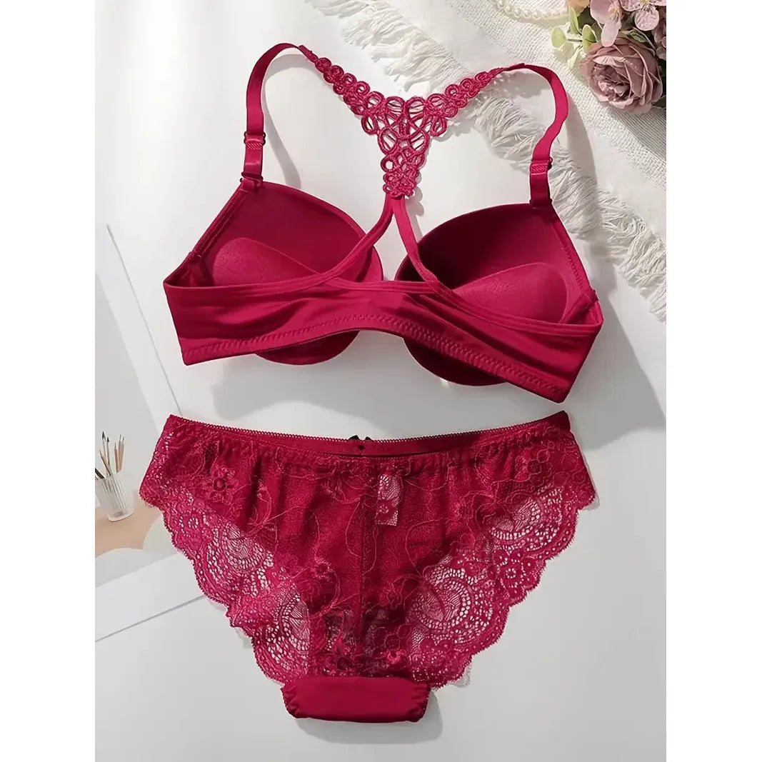 Front Fastening Lace Racerback Set