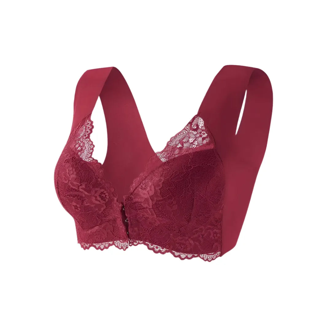 Front Fastening Lace Bralette - Red Wine