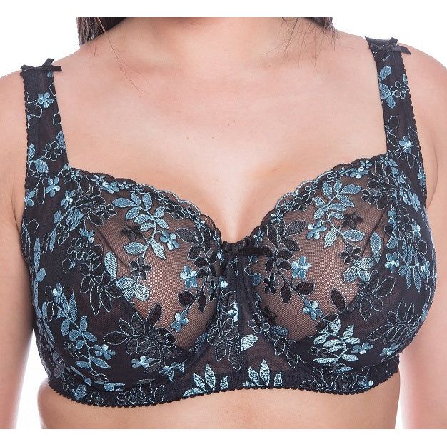 Black Green Lace Big Cup Gemm Bra