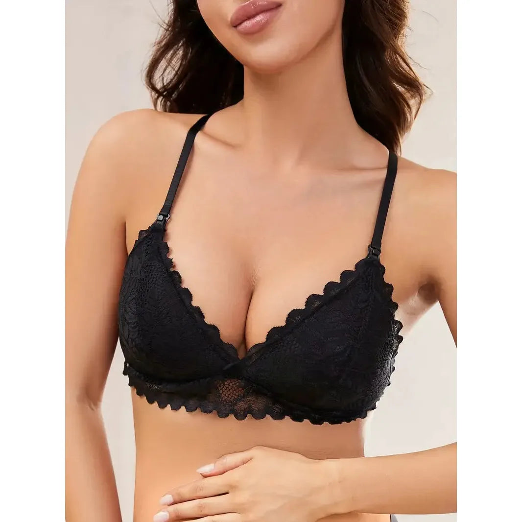 Pretty Lace Maternity Bra - Black