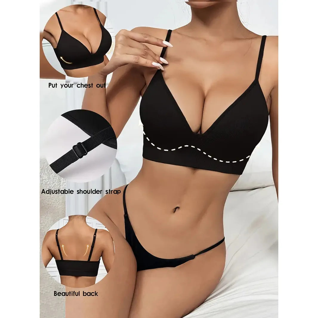 Black Wireless Stretch Back Padded Bralette