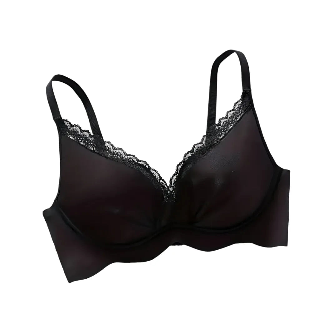 Black Satin Cross Front Padded Bra