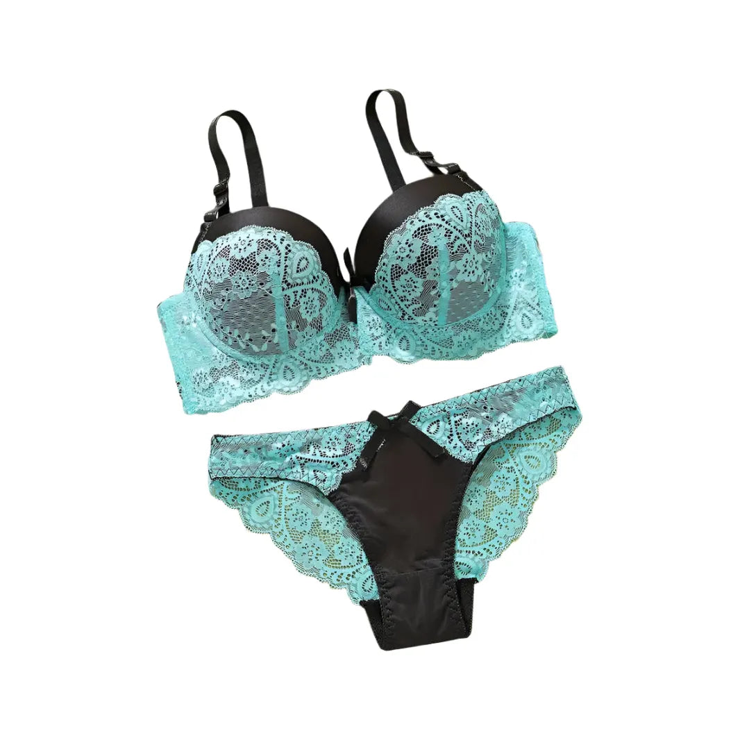 Blue/Black Push Up Lace Set