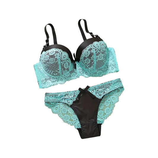 Blue/Black Push Up Lace Set