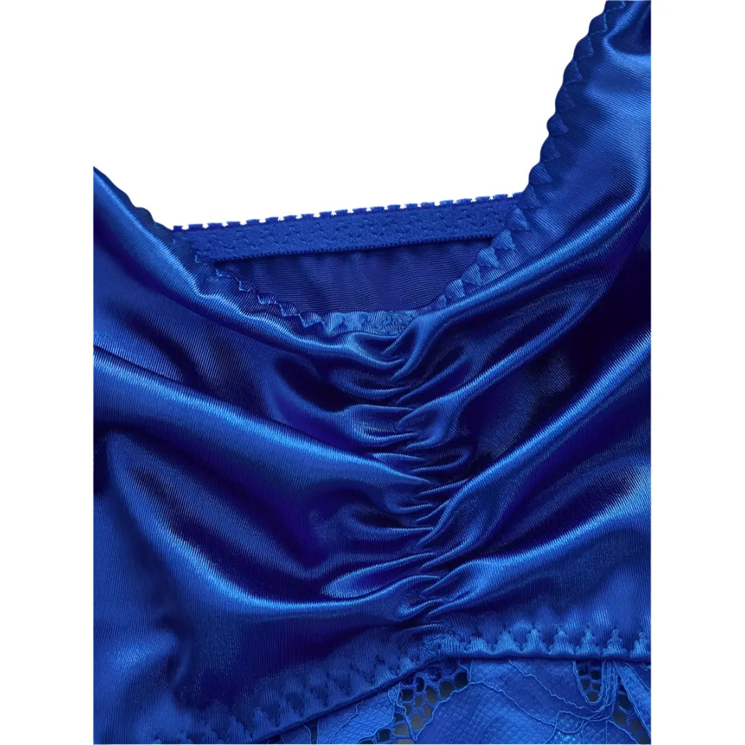 Blue Satin Bra & Knickers Set
