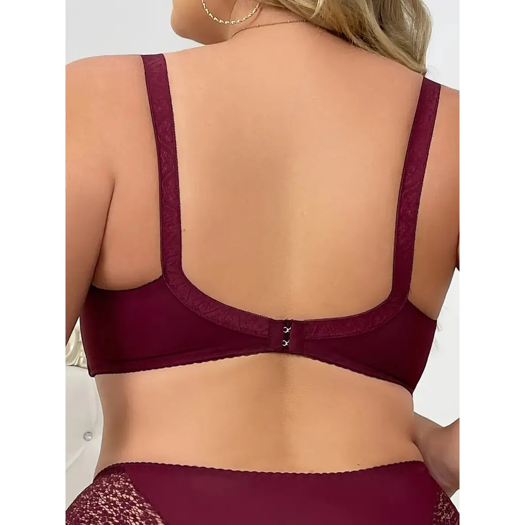 Burgundy Hollow Lace Bra