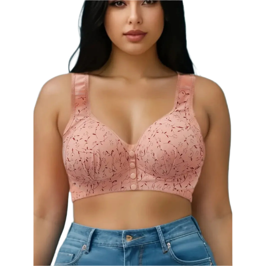 Padded Front Fastening Bra - Pink