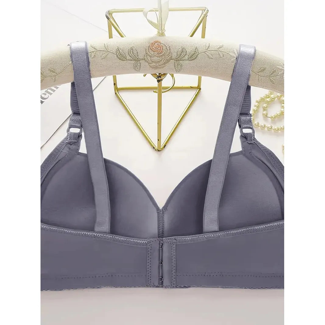 Padded stylish support bra - Grey Blue