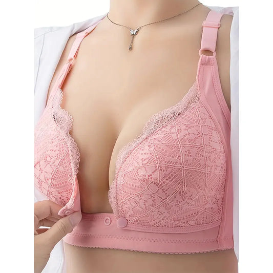Pink Lace Design Maternity Bra