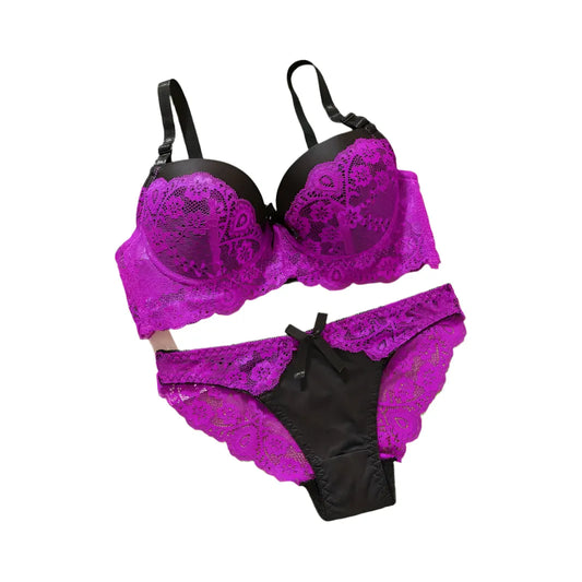 Purple/Black Push Up Lace Set