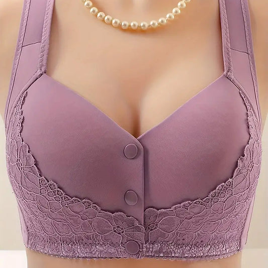 Purple front fastening bra