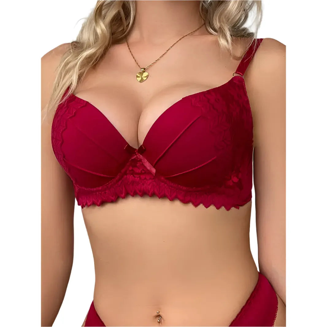 Wine Red Push Up Bra