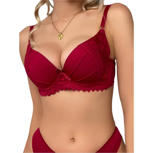 Wine Red Push Up Bra