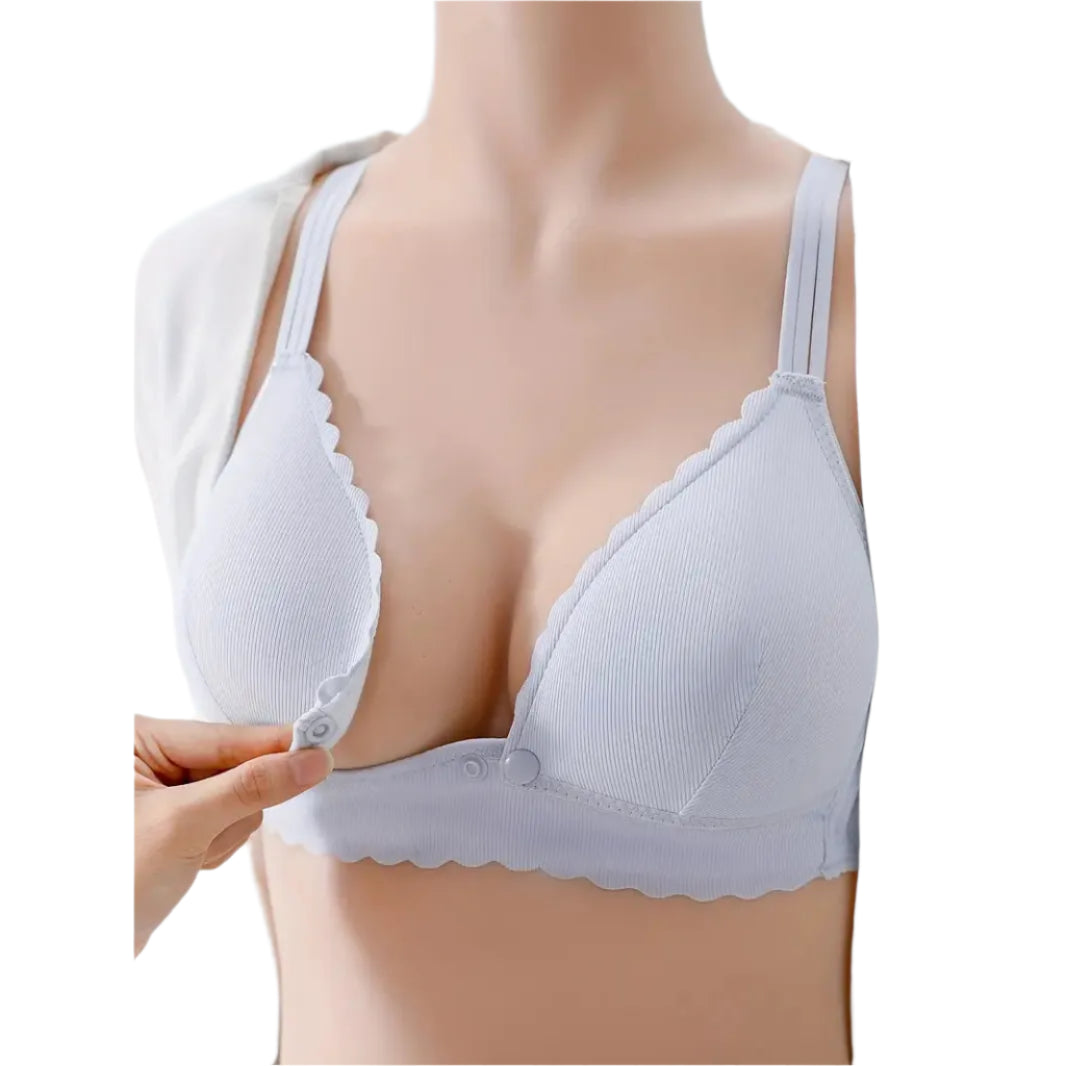 Pale Blue Lightly Padded One Handed Open Maternity Bra