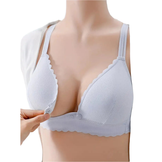 Pale Blue Lightly Padded One Handed Open Maternity Bra
