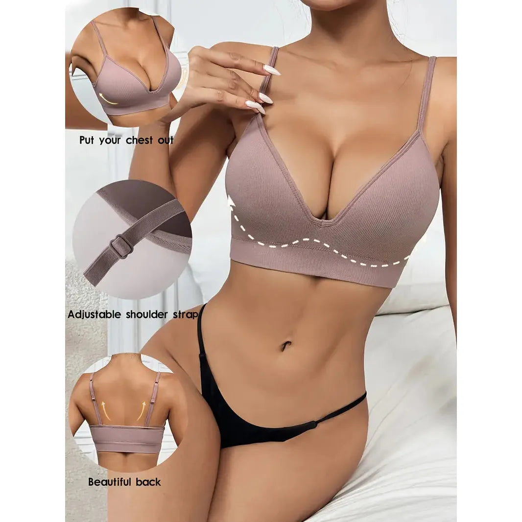Light Mauve Taupe Wireless Stretch Back Padded Bralette